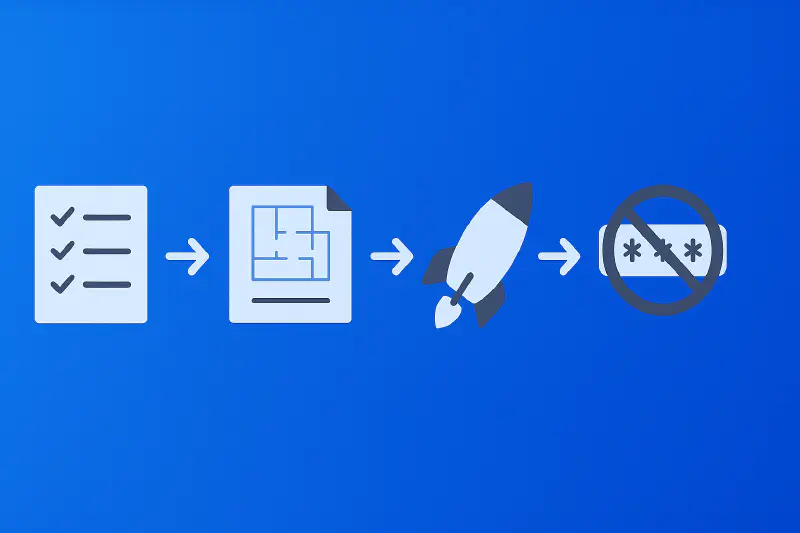 Admin inventory, policy design, pilot, expand, deprecate passwords