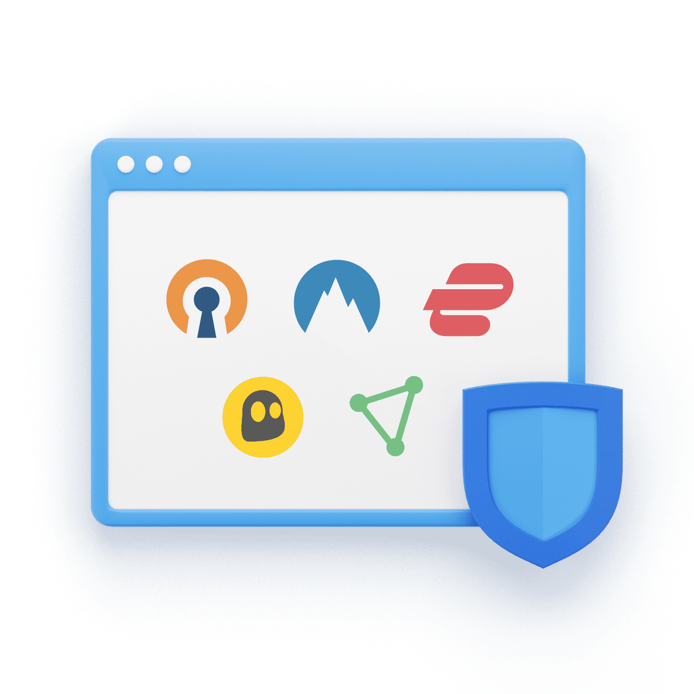 Various VPNs icons with WWPass Shield
