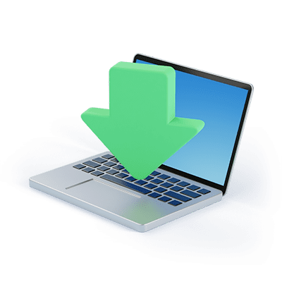 Laptop with downolad arrow sign